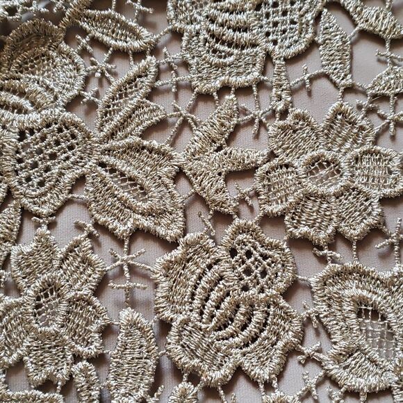 LAUREN RALPH LAUREN Sparkling Champagne GOLD & Silver Lace Dress SIZE 8 - Picture 14 of 14